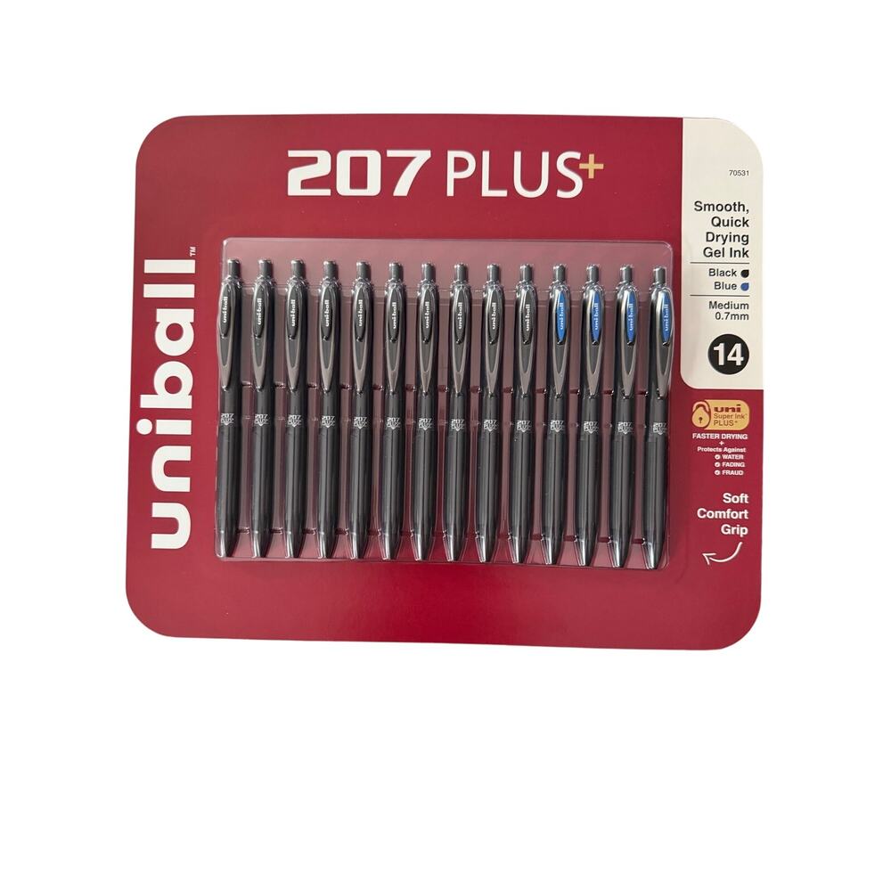 Uniball 207 PLUS+ 14 Pack Black & Blue Pens
